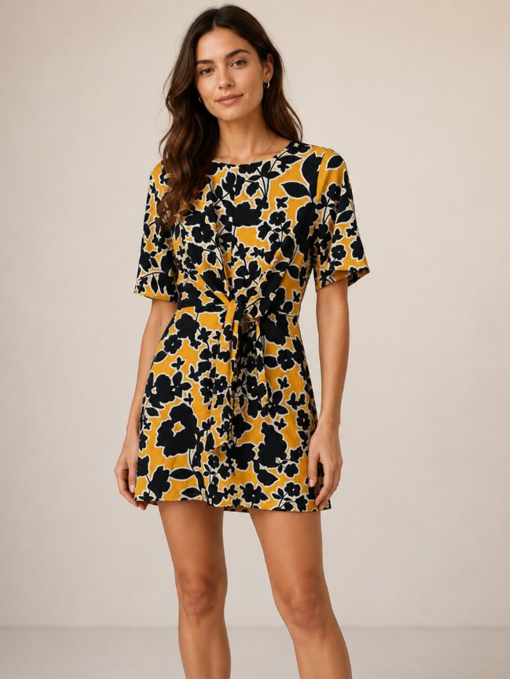 Papaya Matalan Flare Sleeve Tie Front Mini Dress Size UK 10 / US 6